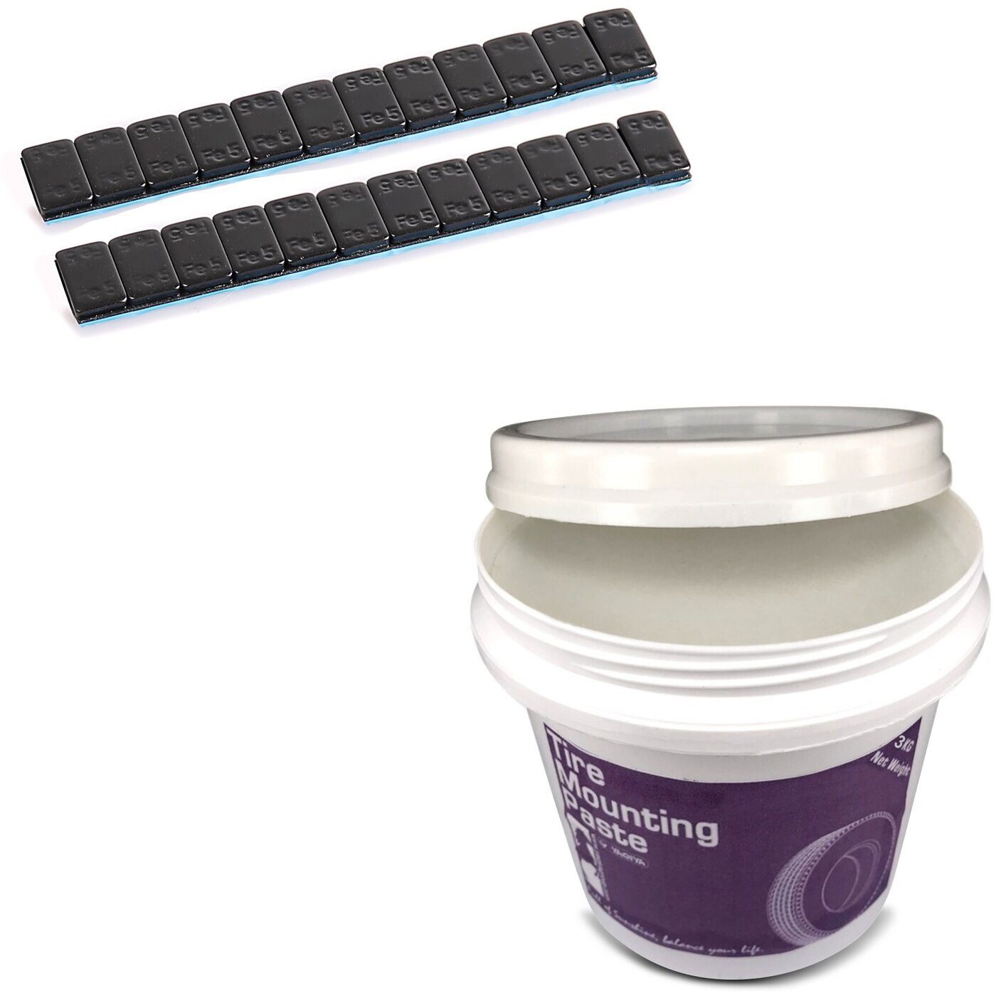 ConStands Motorradheber Set: Auswuchtgewichte 2 Stück 12x5g + Montagepaste 3kg