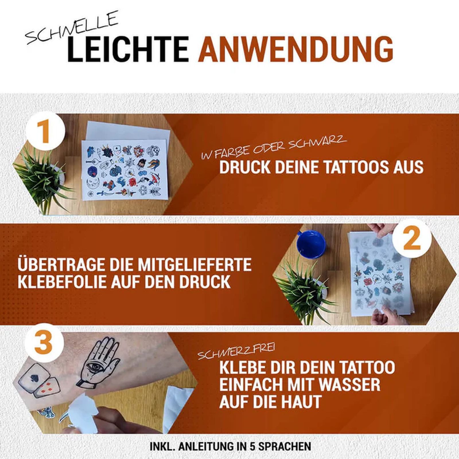 Skullpaper Dekorationsfolie Leuchttattoo Transferfolie