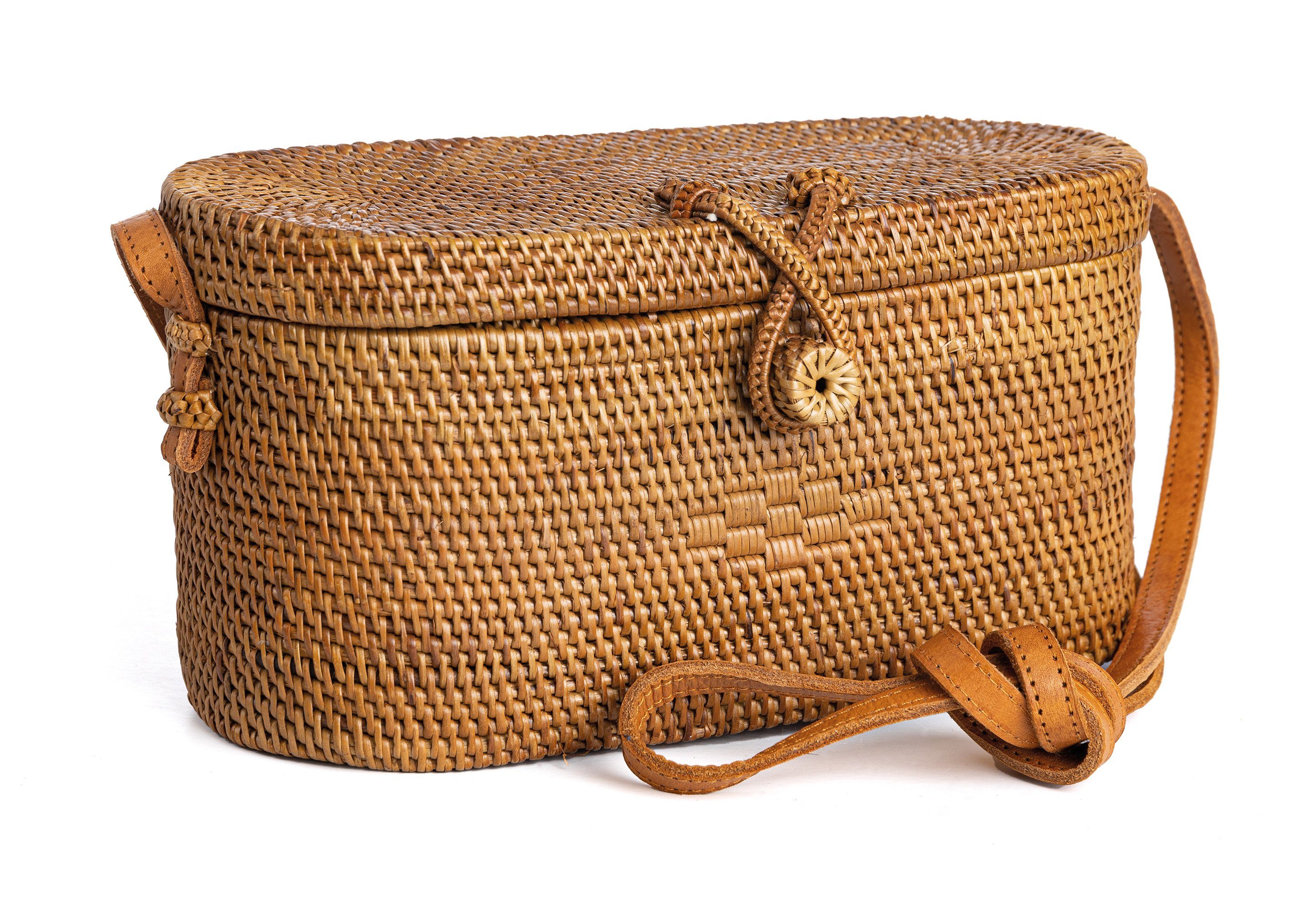 Der Trachtler Basttasche Korbtasche Bali Bag in ovaler Form, handgefertigt in Bali