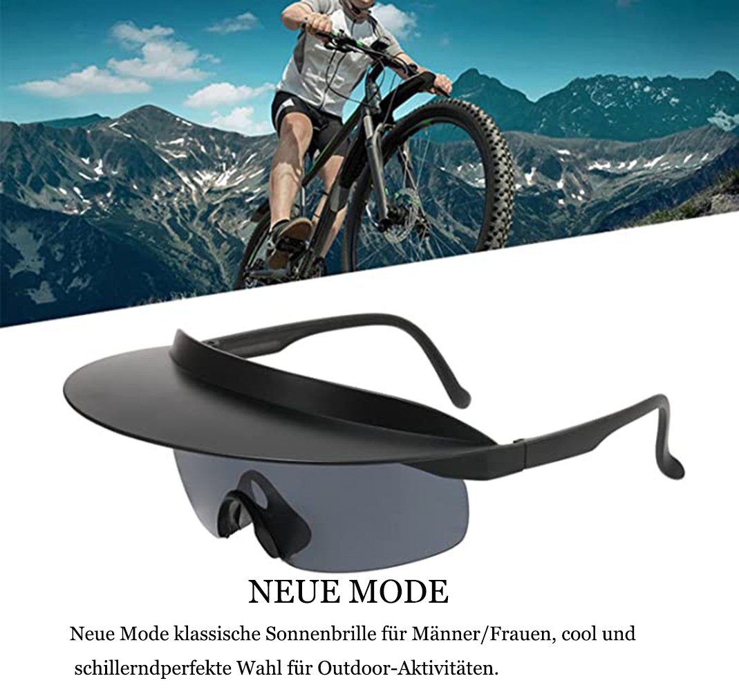 GelldG Sonnenbrille Fahrradbrille Herren mit Schutz schwarz Brillen UV Fahrrad Krempe Winddicht