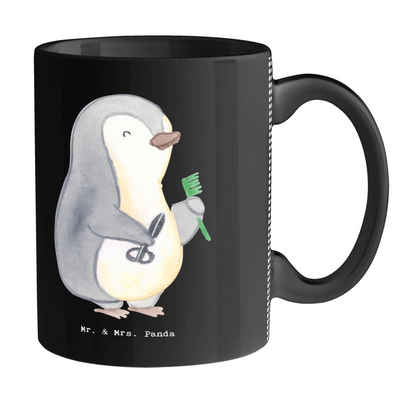 Mr. & Mrs. Panda Tasse Friseur Herz - Schwarz - Geschenk, Friseursalon, Coiffeur, Firma, Arb, Keramik, Einzigartiges Botschaft