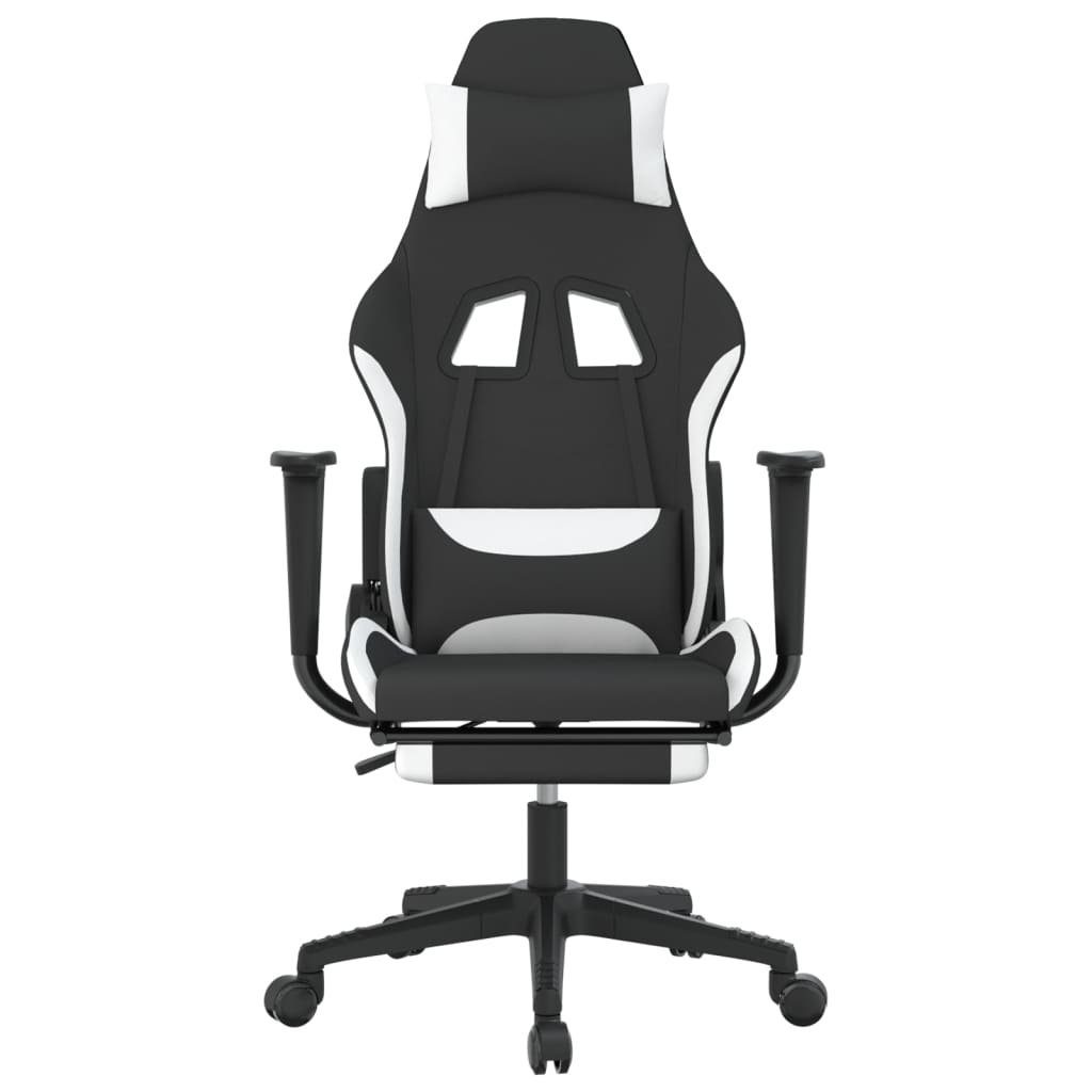 | Fußstütze & mit Massage Gaming-Stuhl Schwarz St) Stoff Weiß und Weiß vidaXL (1 Gaming-Stuhl Weiß
