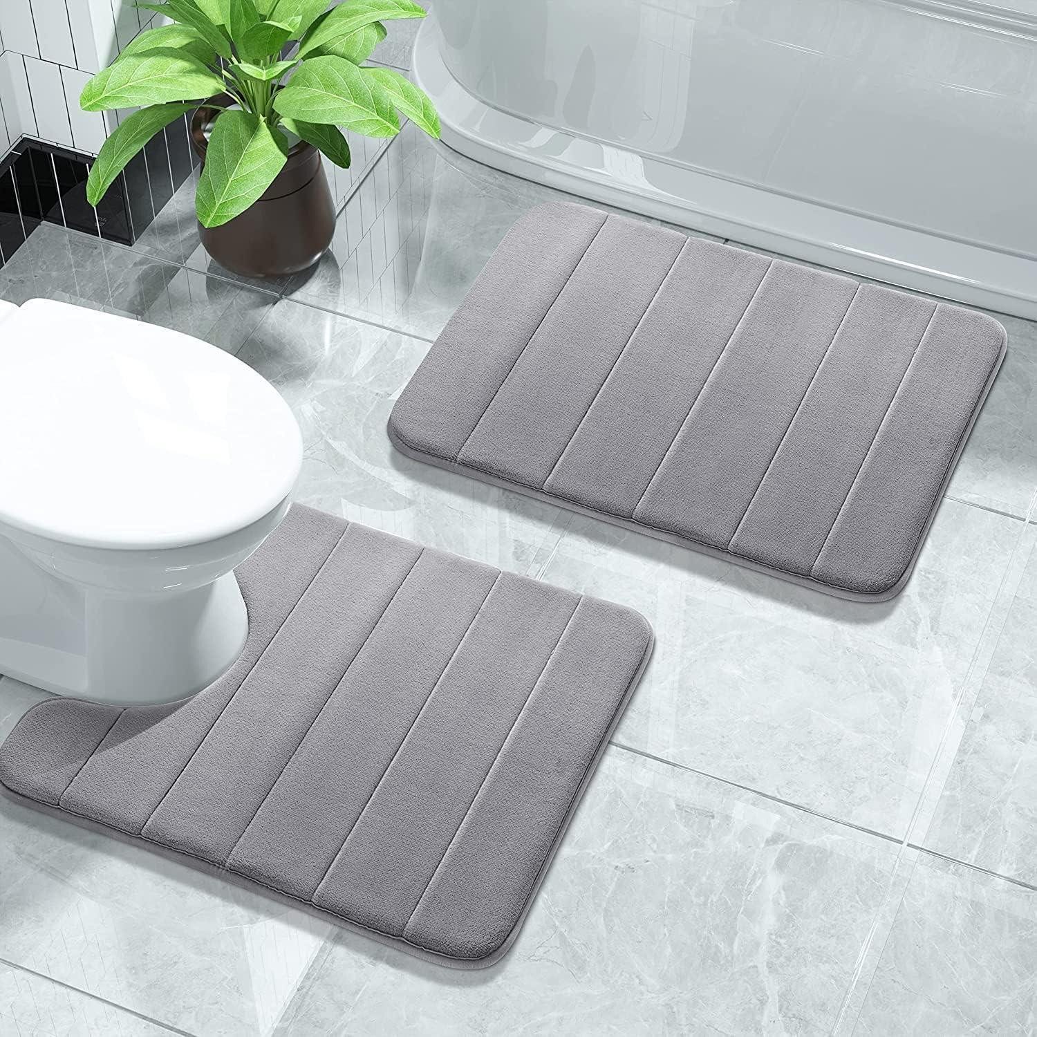LuxusKollektion Schaum-Badematte Badematten-Set Memory Foam 2-teilig Grau, Höhe 10 mm, rutschhemmend beschichtet, Memory Schaum, Textil, rechteckig