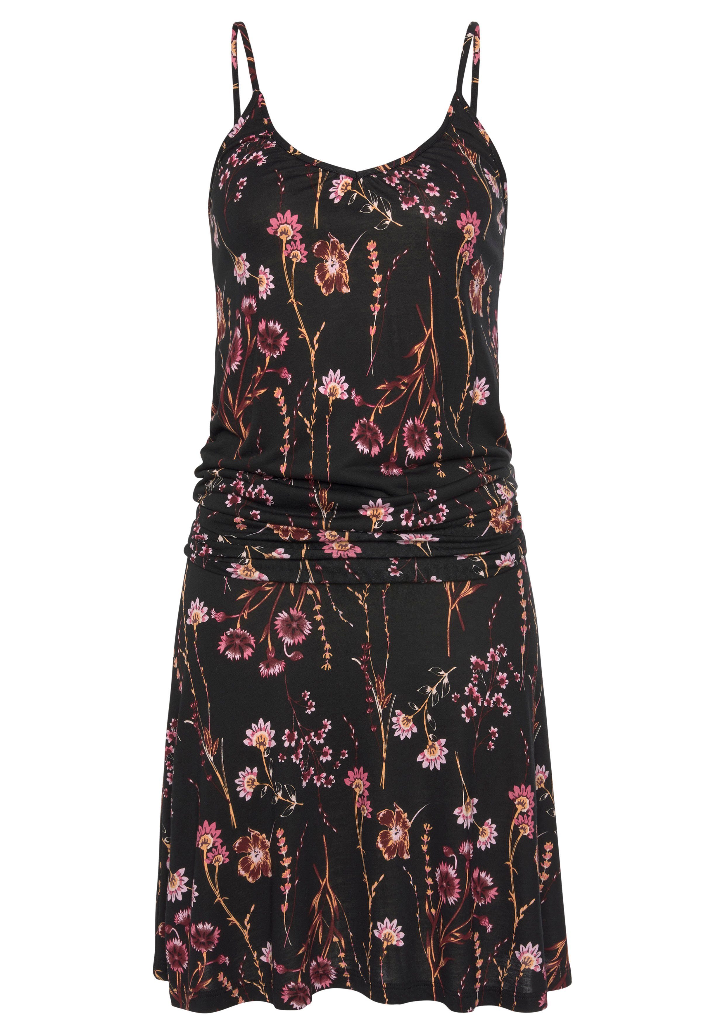 LASCANA Strandkleid mit Blumenprint, figurumspielendes Sommerkleid, günstig online kaufen
