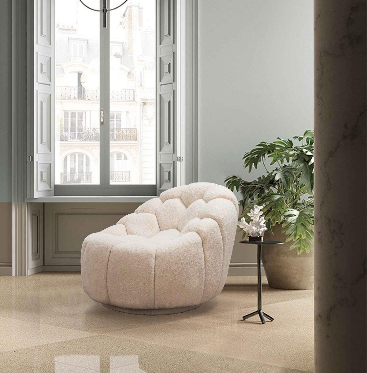 Relax Möbel JVmoebel Lounge Beige Einrichtung Club Sessel Stuhl Fernseh Sessel, Luxus Textil