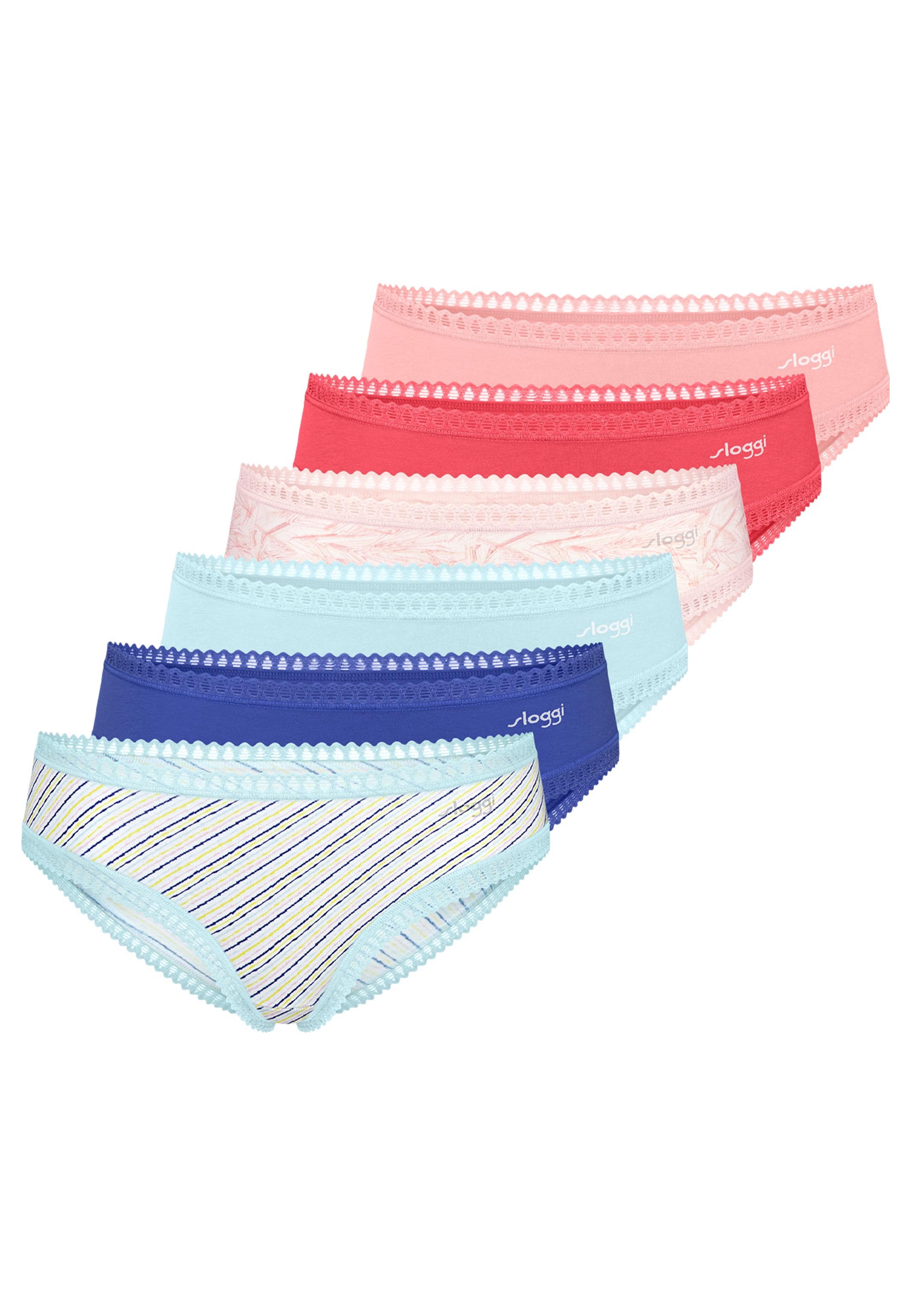 sloggi Hipster 6er Pack GO Crush (Spar-Set, 6-St) Hipster - Baumwolle - Atmungsaktiv - Komfortabel und atmungsaktiv