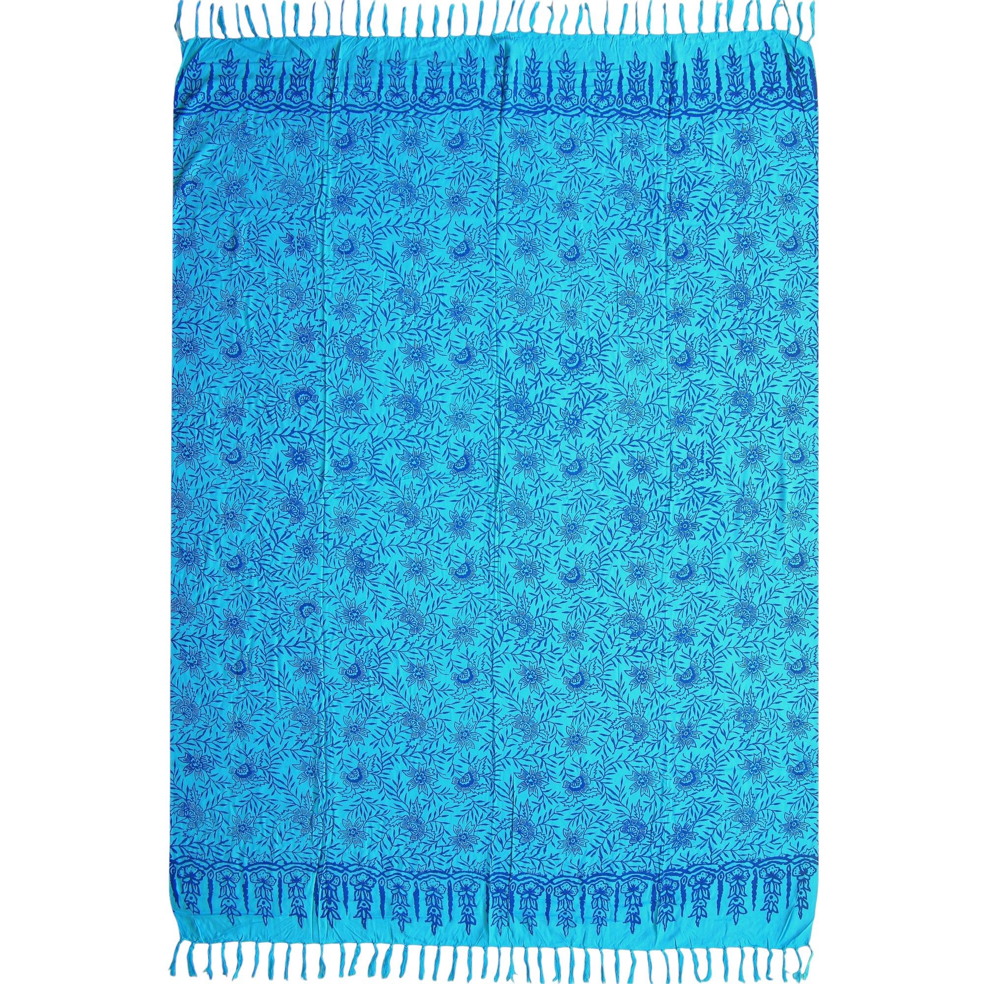Wogeka Sarong blickdichter Sarong blau als Strandtuch Strandkleid Wickelrock