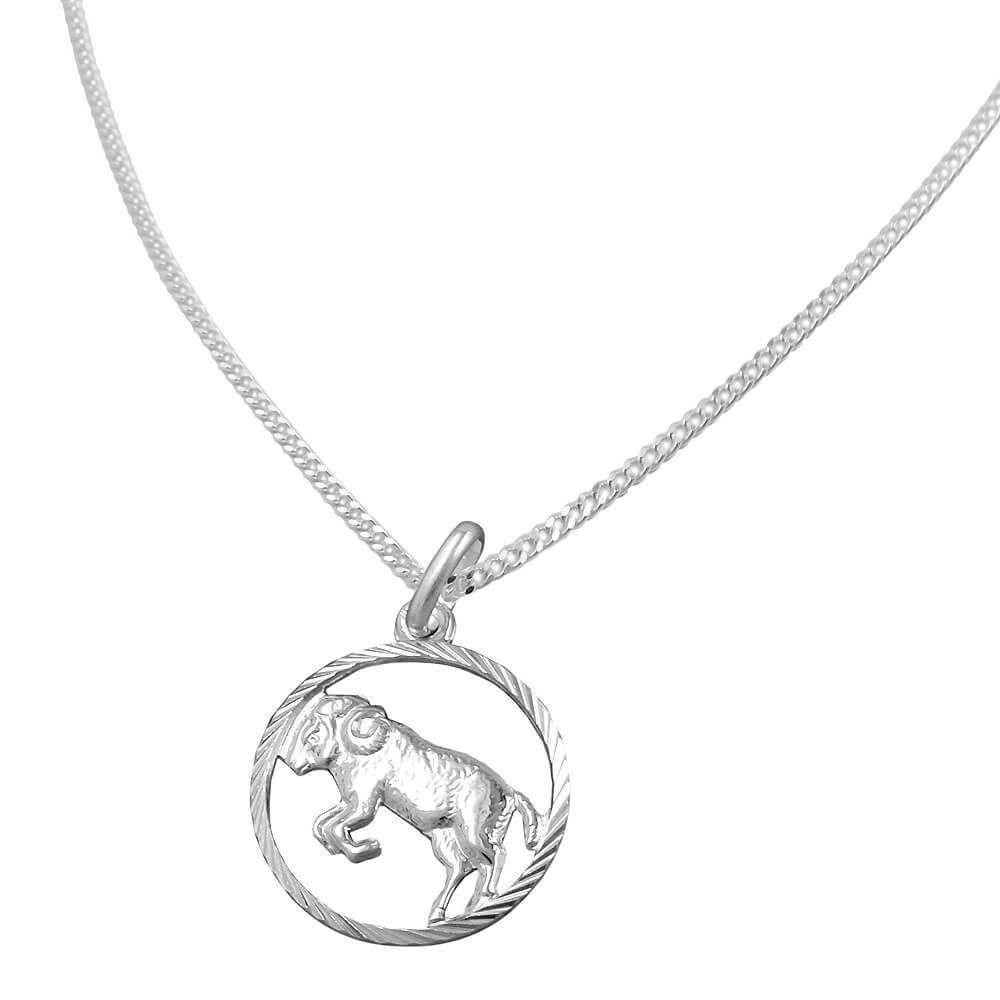 Schmuck Krone Kettenanhänger Anhänger Sternzeichen Widder mit 1,4mm Kette 925 Silber 45cm, Silber 925