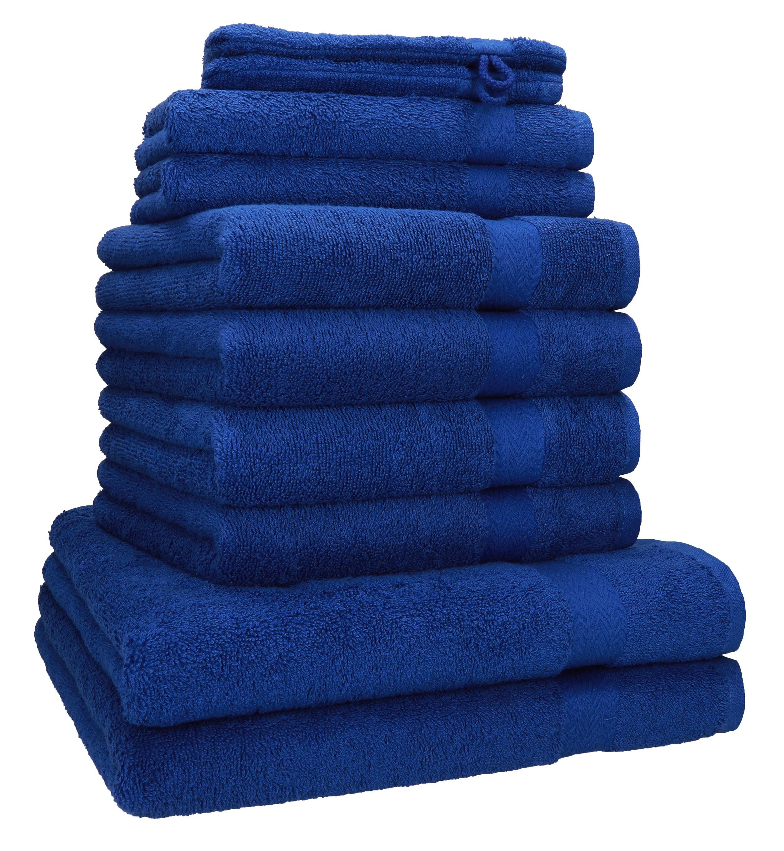 Betz Handtuch Set 10-tlg. Handtuch-Set 100% royalblau PREMIUM Baumwolle, (10-tlg) 100% Baumwolle