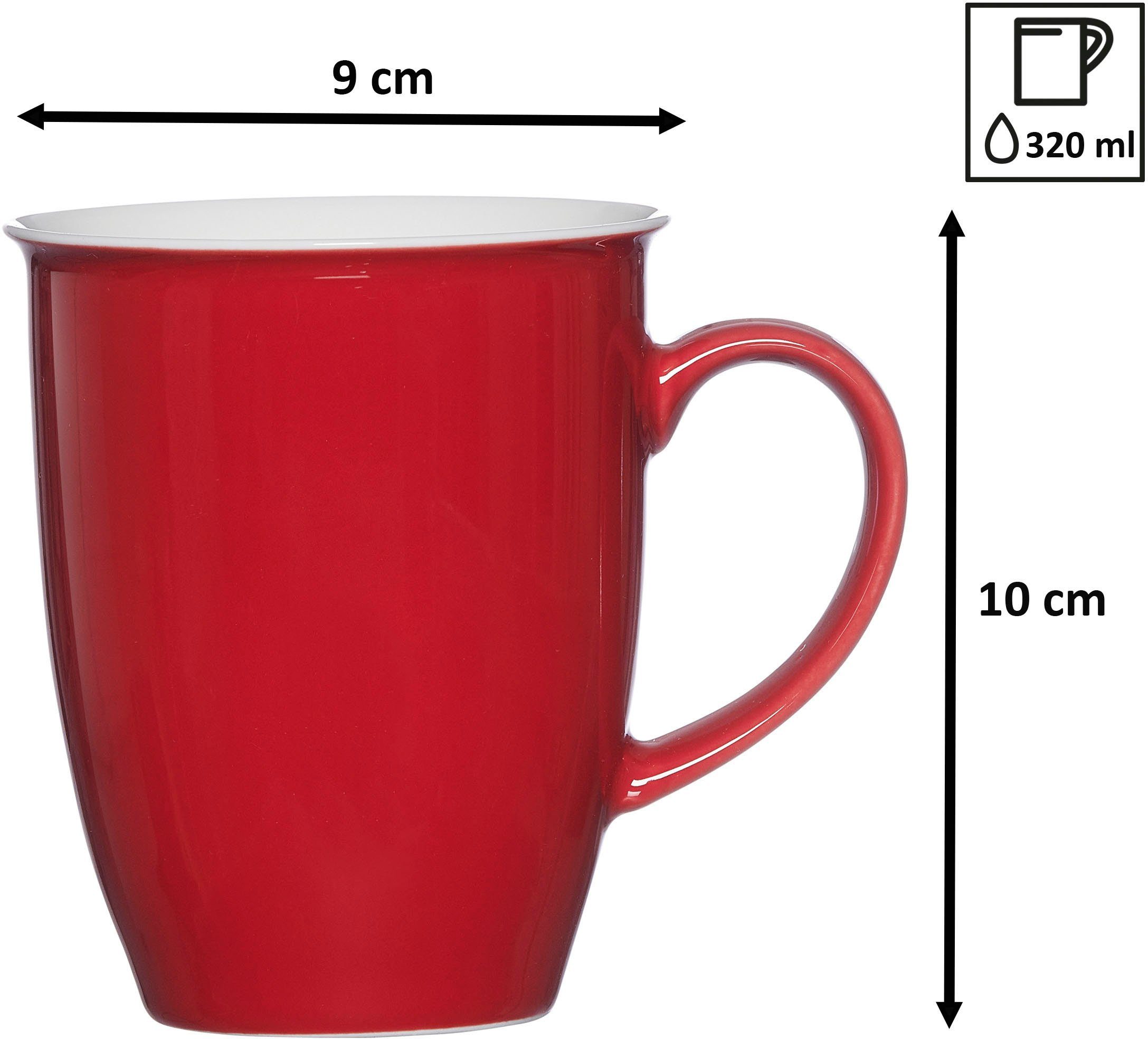Ritzenhoff & Breker Becher Doppio, 4-tlg., Porzellan, 4-teilig