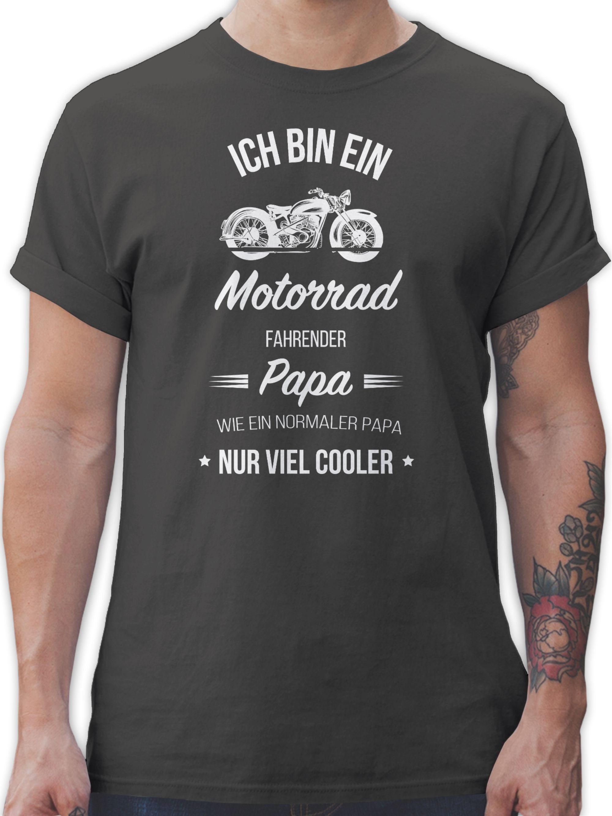 Vatertag Shirtracer Dunkelgrau fahrender Ich bin für Motorrad ein 03 Geschenk T-Shirt Papa Papa