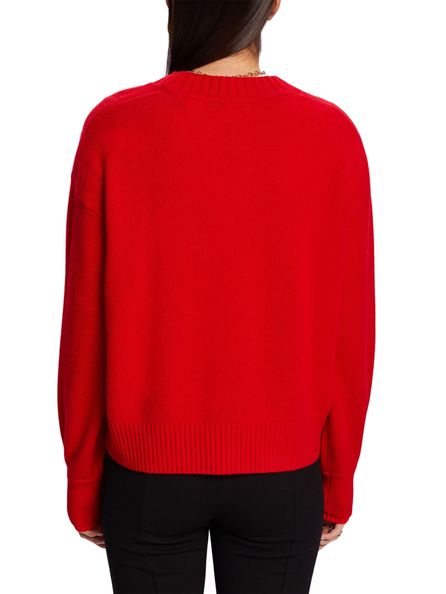 V-Ausschnitt-Pullover mit Kaschmirpullover V-Ausschnitt RED Esprit
