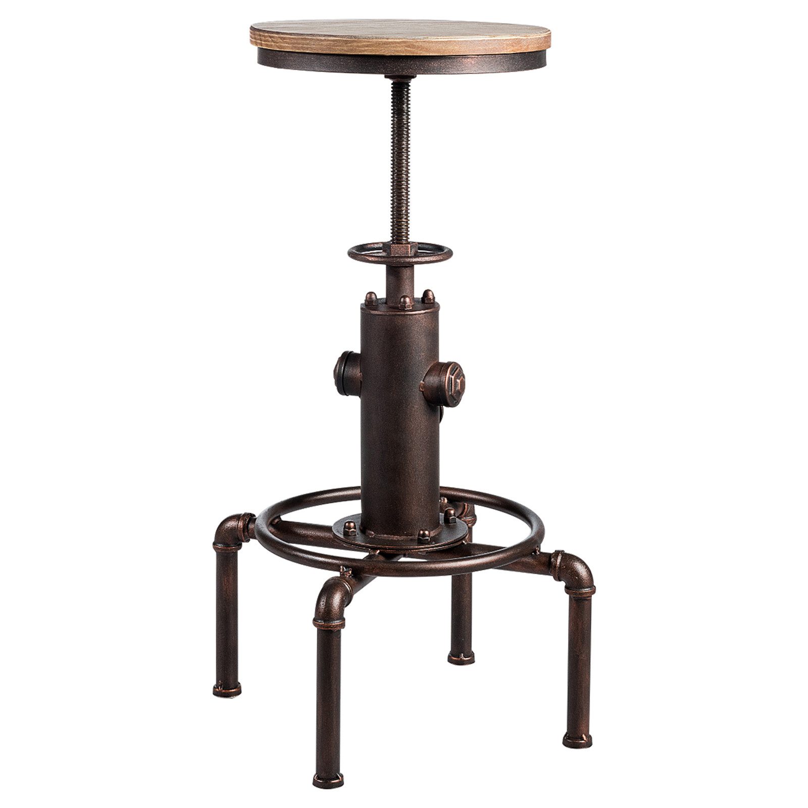 KOMFOTTEU Barhocker Bistrohocker, höhenverstellbar, 59,5-75 cm, aus Holz und Metall