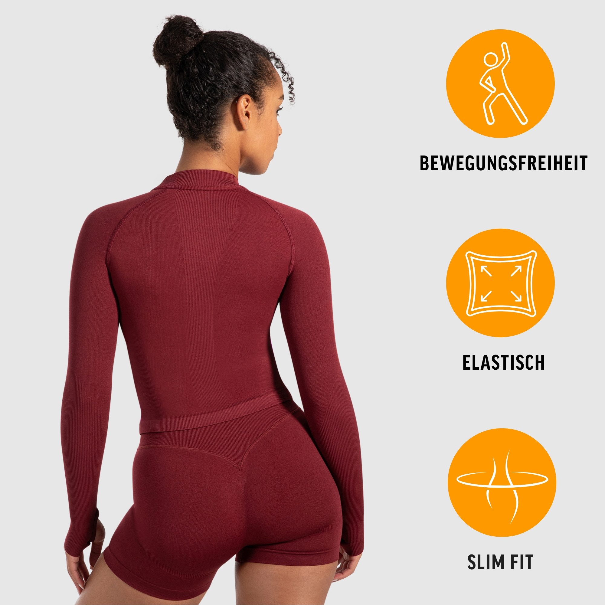 Smilodox Outdoorjacke Revia, Slim Fit Laufjacke mit Stehkragen & Daumenöffnungen, Workout Fitness Oberteil, elastisches Funktionsmaterial, Sportjacke