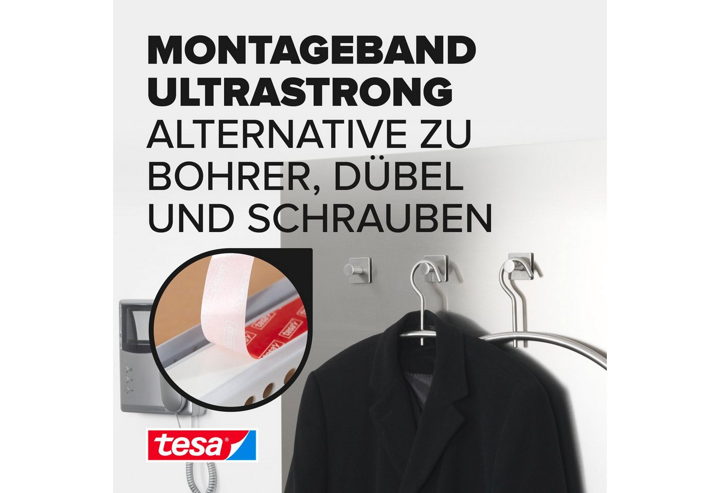 Thumbnail - tesa Doppelklebeband POWERBOND Ultra Strong Doppelseitiges Klebeband (Packung, 1-St) extra stark klebend - 1,5 m : 19 mm