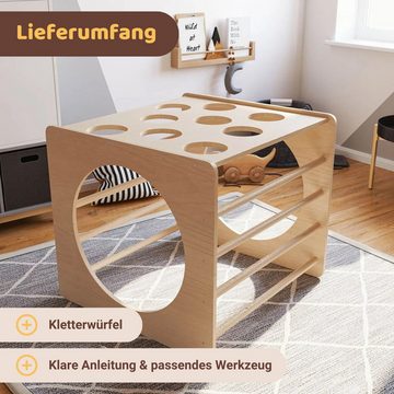 Artkid Klettergerüst Kletterwürfel aus Kiefernholz - Indoor Klettergerüst und Sprossenwand, (Packung, 1-St., Artkid Max Kletterwürfel 4 in 1 aus Massivholz Kiefer), multifunktional, freistehend, robust, pflegeleicht