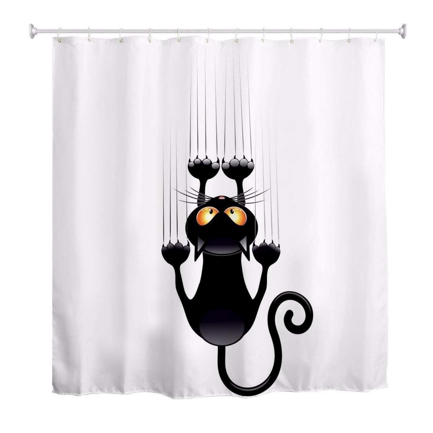 LuxusKollektion Duschvorhang Duschvorhang Schwarze Katze 180x200 Breite 180 cm