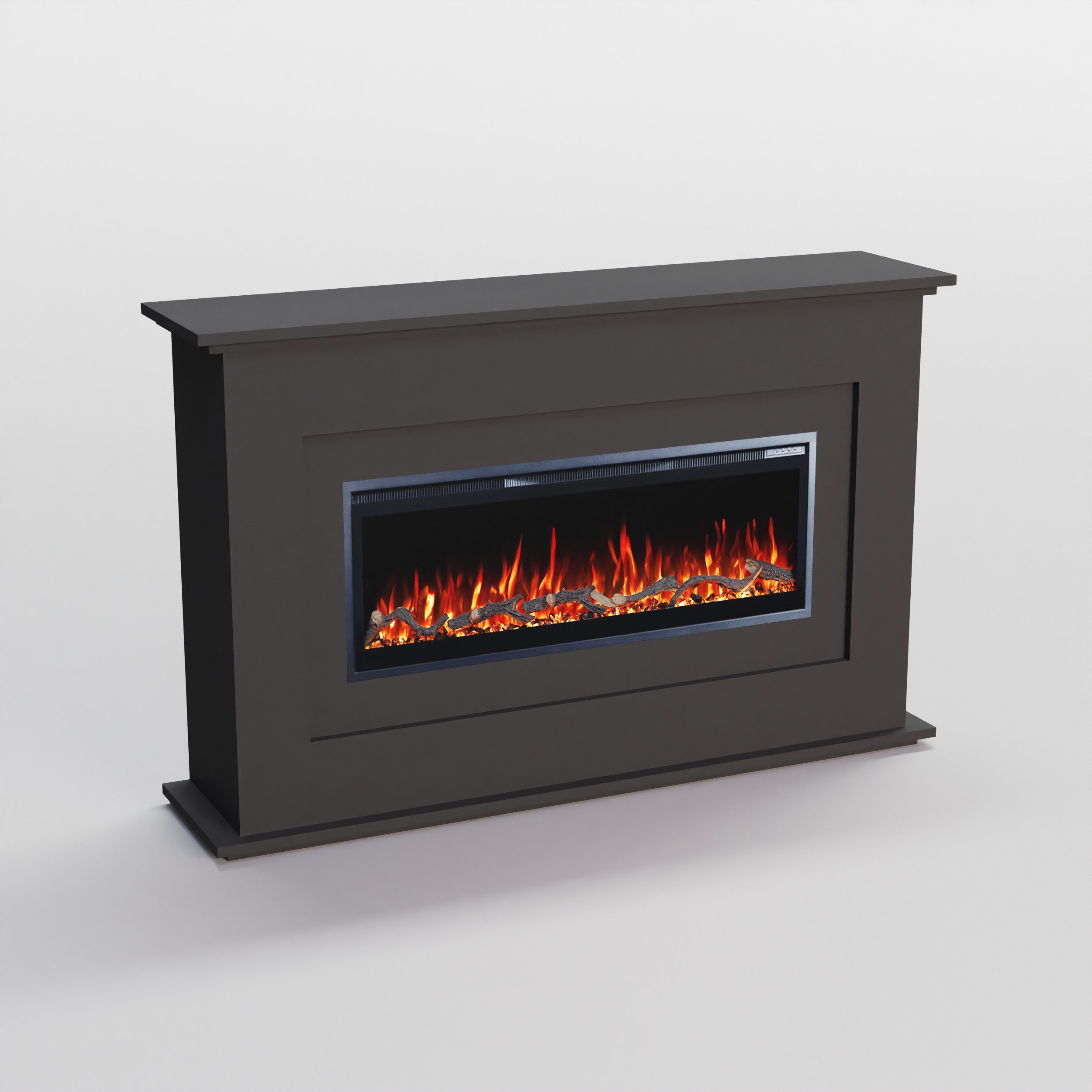 GLOW FIRE Elektrokamin RHEA LED Kamin mit Heizung, Elektrischer Kamin mit 3D Feuer mit Heizung, 2 Dekorationen