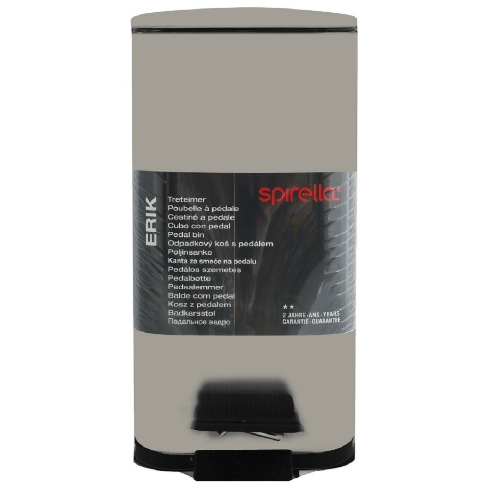 spirella Kosmetikeimer ERIK, Treteimer mit Softclose-Absenkautomatik, Anti-Fingerprint-Beschichtung, herausnehmbarer Inneneimer, innovatives Design in besonders schmaler Form speziell für enge Nischen, HxBxT 29x14x28 cm, 5L, beige taupe