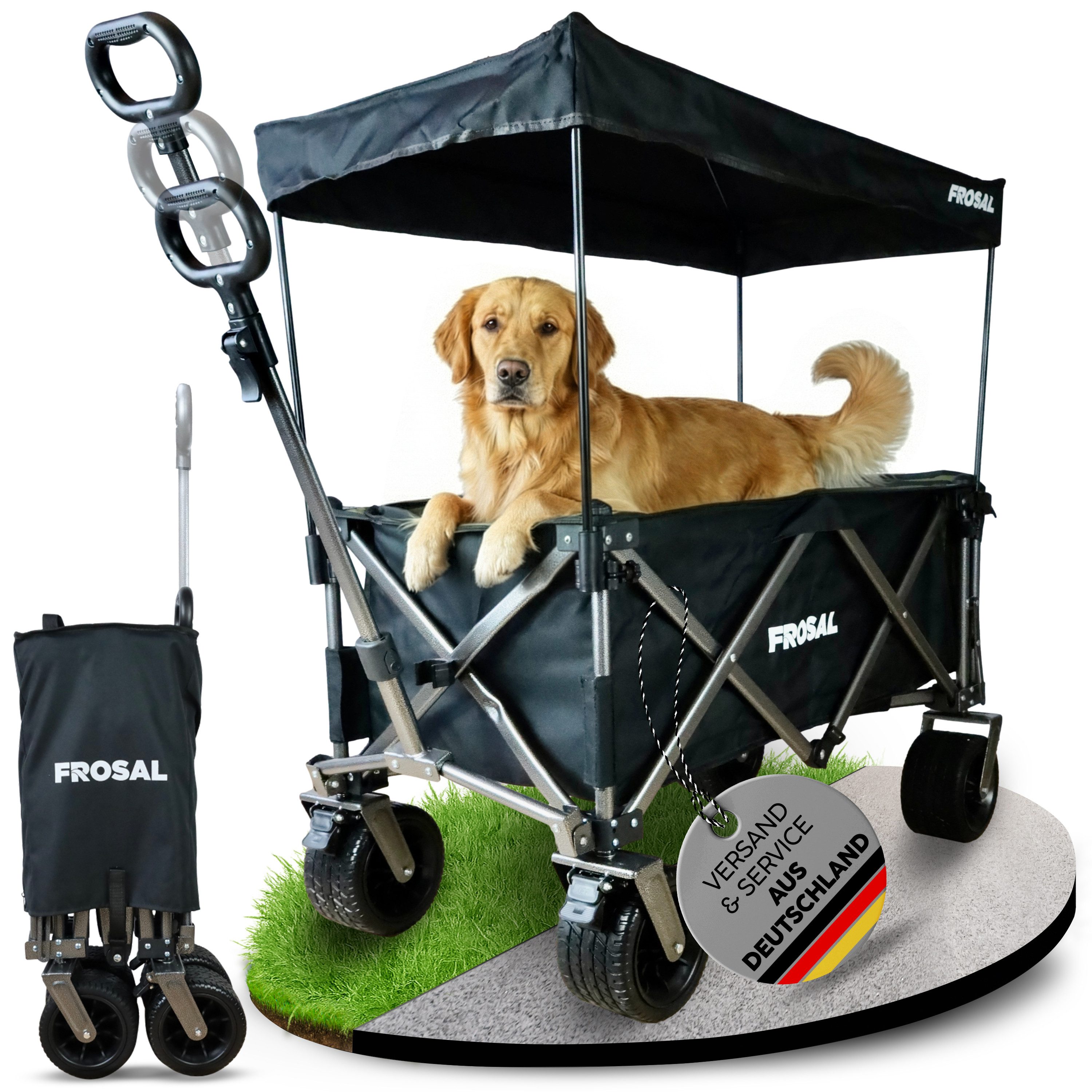 Frosal Bollerwagen Theo faltbar Handwagen klappbar, faltbar schwarz