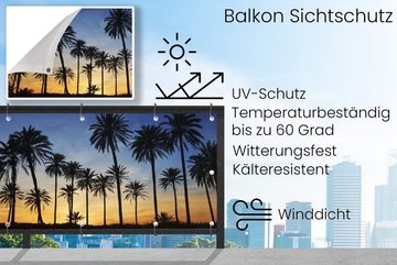 MuchoWow Balkonsichtschutz Palme - Natur - Strand - Sonne - Nacht (1-St) Balkonbanner, Sichtschutz für den Balkon, Robustes und wetterfest