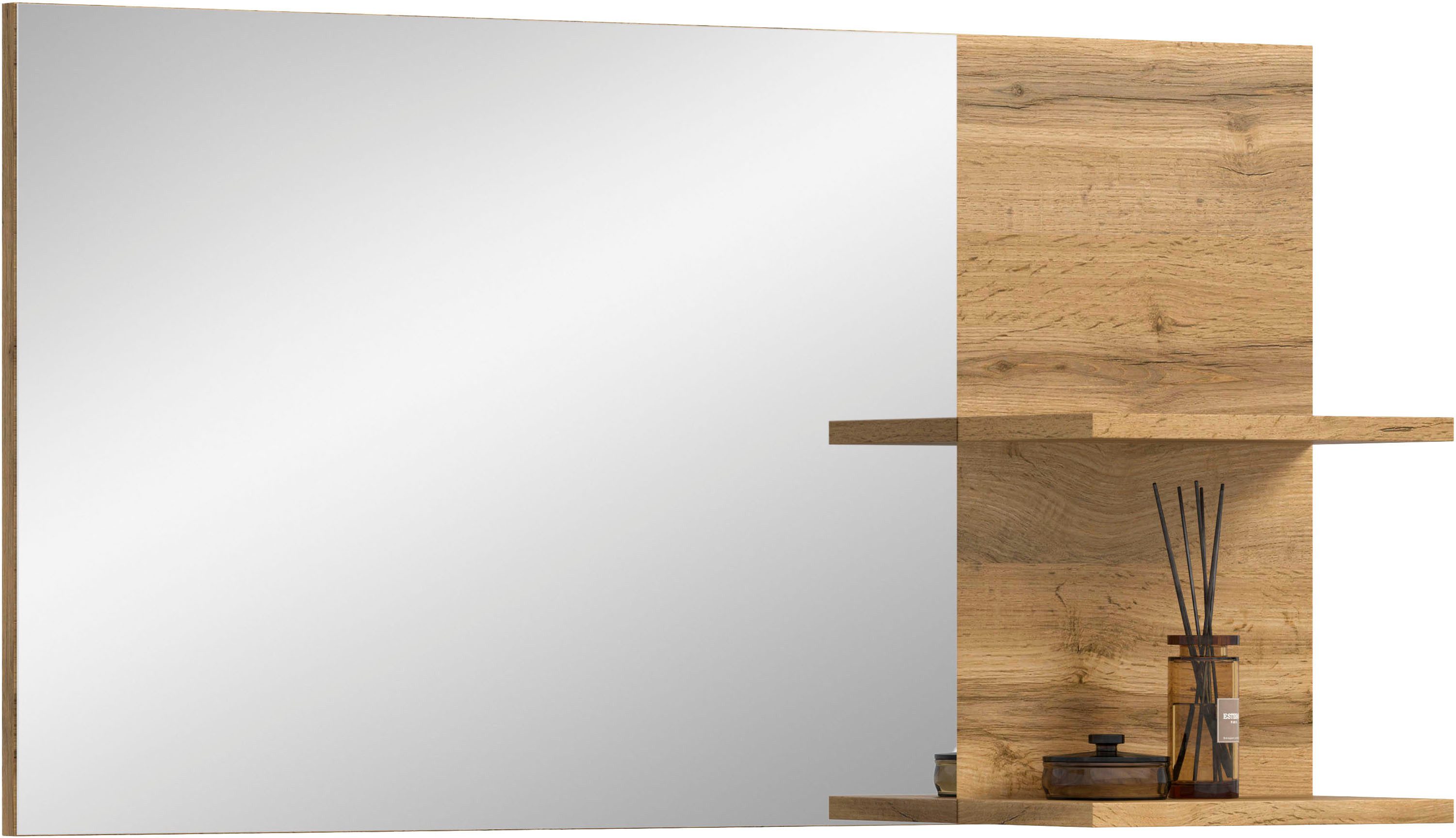 OTTO home Spiegel MAMBO II, Breite 99cm, 2 Ablageböden, große Spiegelfläche (1-St., individuell mit weiteren Artikeln der Serie MAMBO kombinierbar), Garderobenspiegel, Flur, Diele, Spiegel mit Ablage, Spiegelpaneel