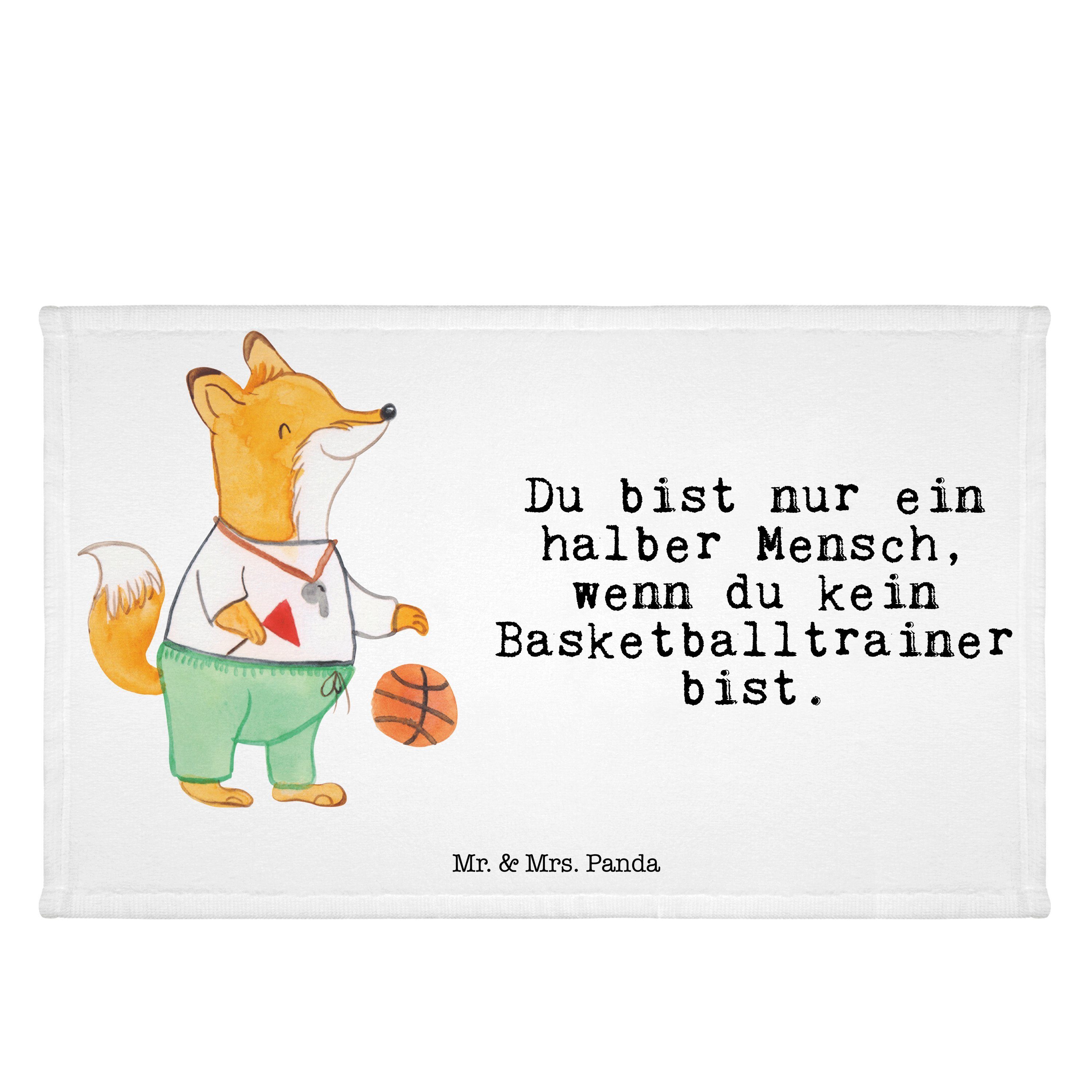 Mr. & Weiß - Mrs. Handtuch, Basketballtrainer Panda Geschenk, Gästet, Handtuch Herz Kinder (1-St) - mit