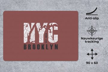 MuchoWow Gaming Mauspad New York - NYC - Brooklyn (1-St), Büro für Tastatur und Maus, Mousepad Gaming, 90x60 cm, XXL, Großes