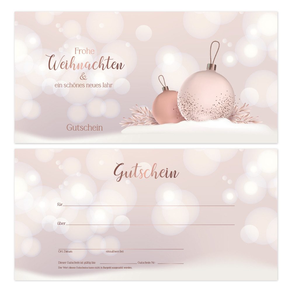 cosmeticPlus Geschenkkarte 50 Weihnachts-Gutscheinkarten (zum Verkaufen), glänzende Vorderseite
