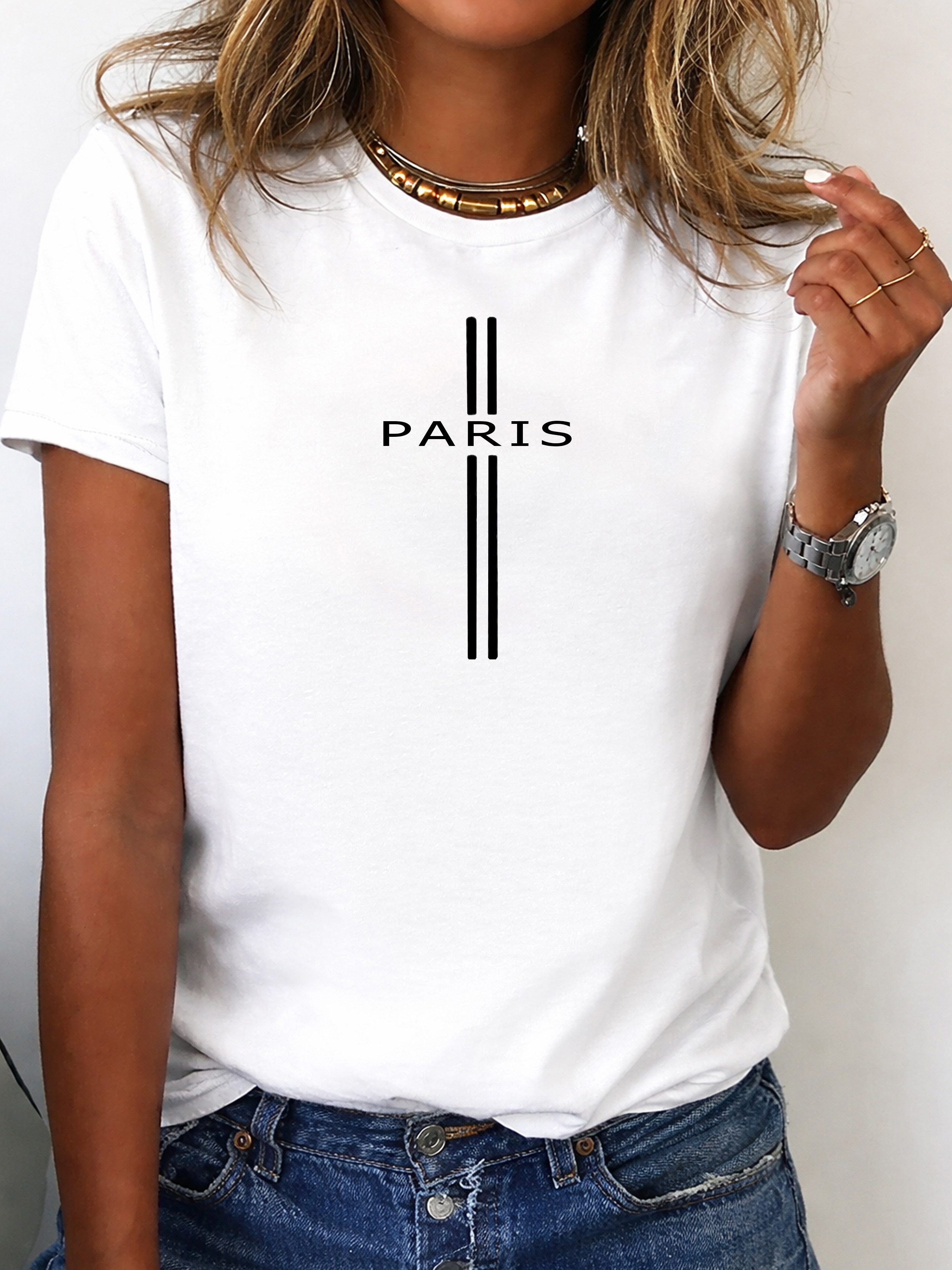 RMK T-Shirt Damen Shirt Rundhals Basic Paris