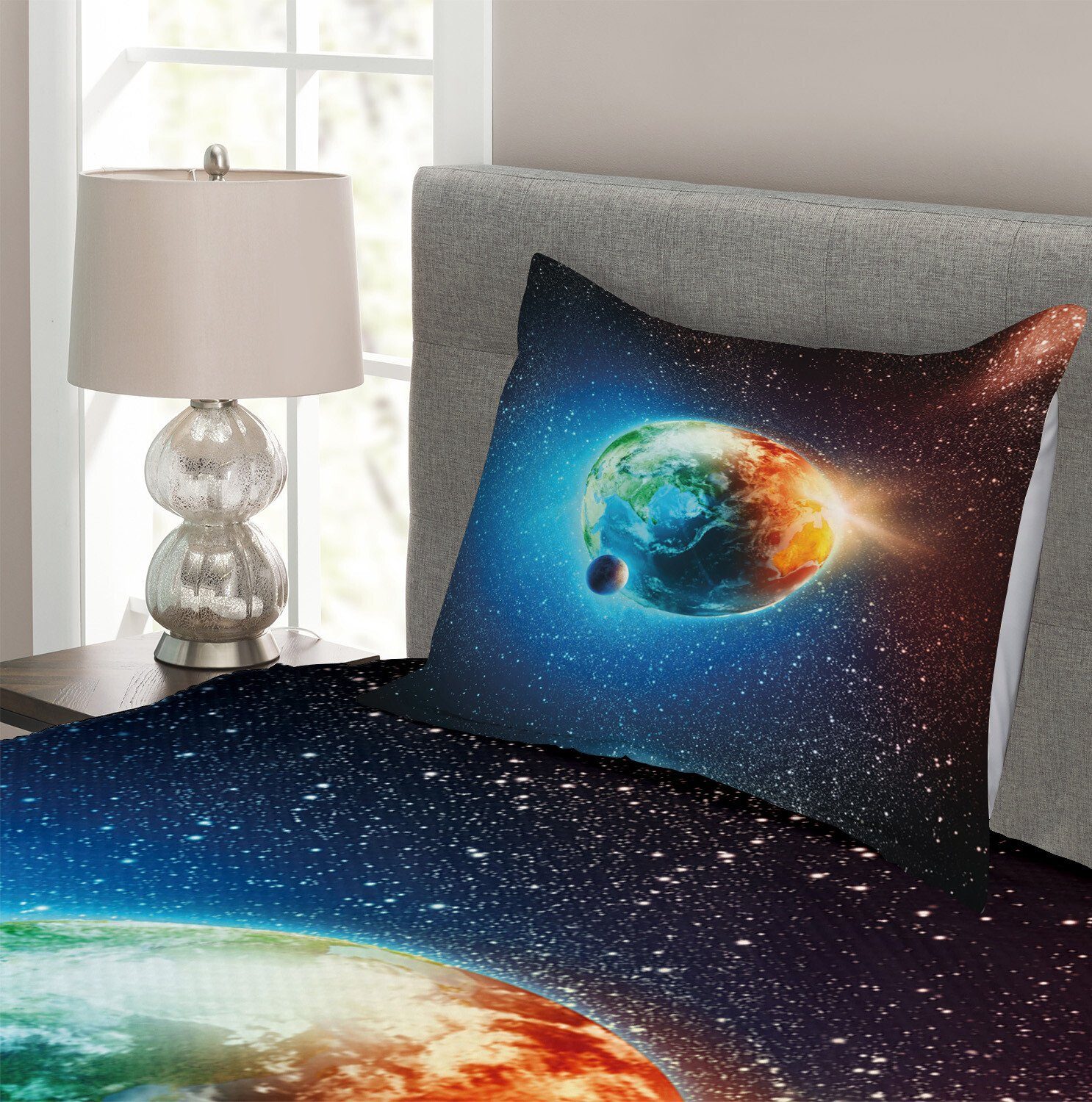 Erde Set Galaxy-Raum Waschbar, spielt mit Kissenbezügen Abakuhaus, Astral Tagesdecke