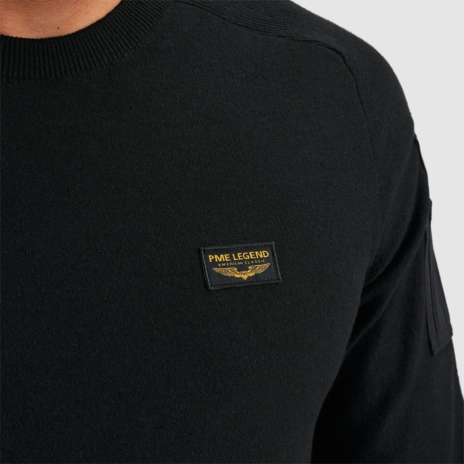 PME LEGEND Rundhalspullover American classic Buckley knit mit Logo Stickerei