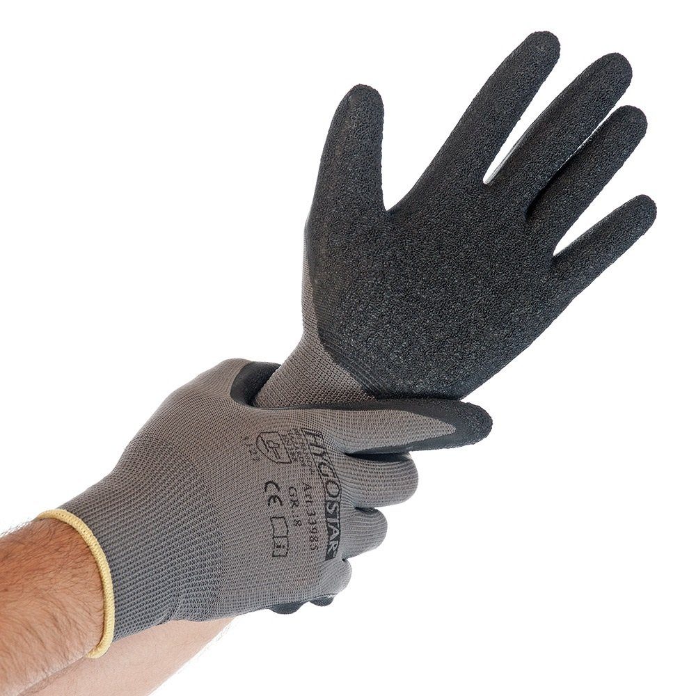 Arbeitshandschuhe 12 Paar Nylonhandschuhe beschichtet Strickbund SKILL Gr. L/9