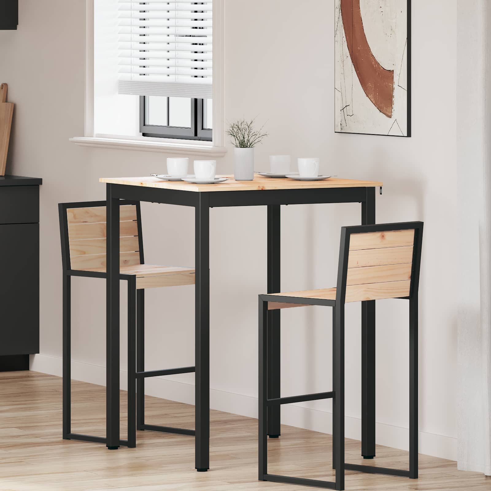 vidaXL Esstisch Bartisch 80 x 80 x 105 cm Massives Kiefernholz Natur (1-St)