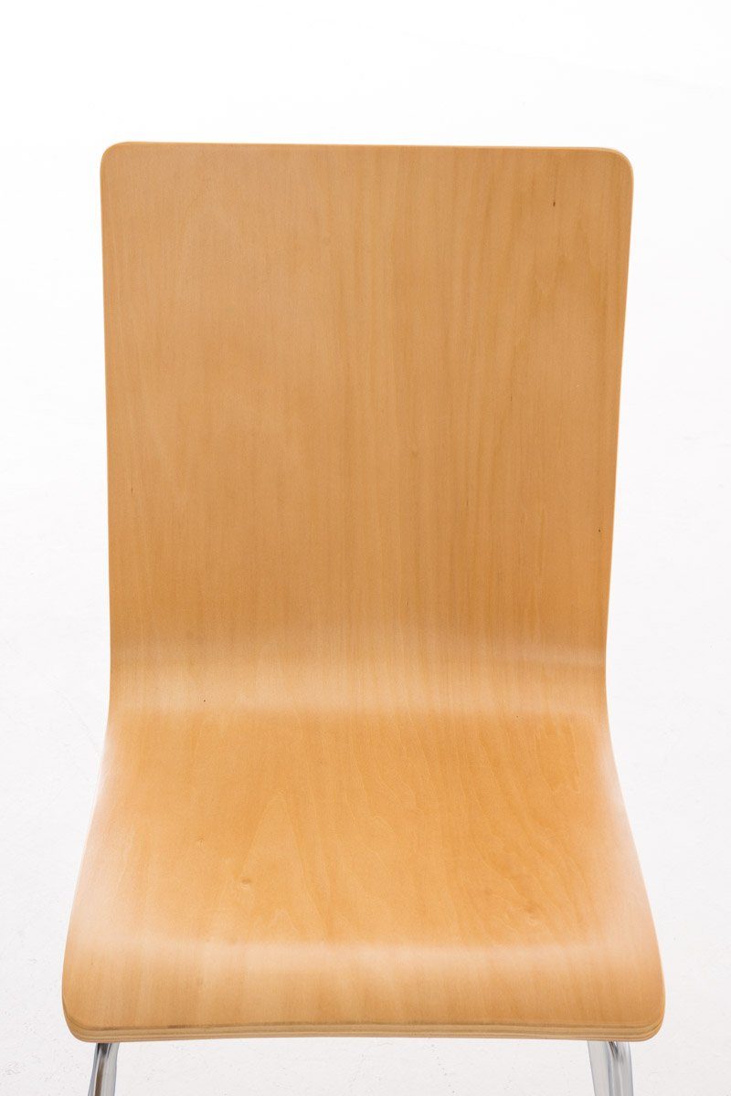 TPFLiving Besucherstuhl Peppo mit ergonomisch Holz - Gestell: geformter Konferenzstuhl Natura Messestuhl), Sitzfläche Metall - Warteraumstuhl chrom - (Besprechungsstuhl - Sitzfläche