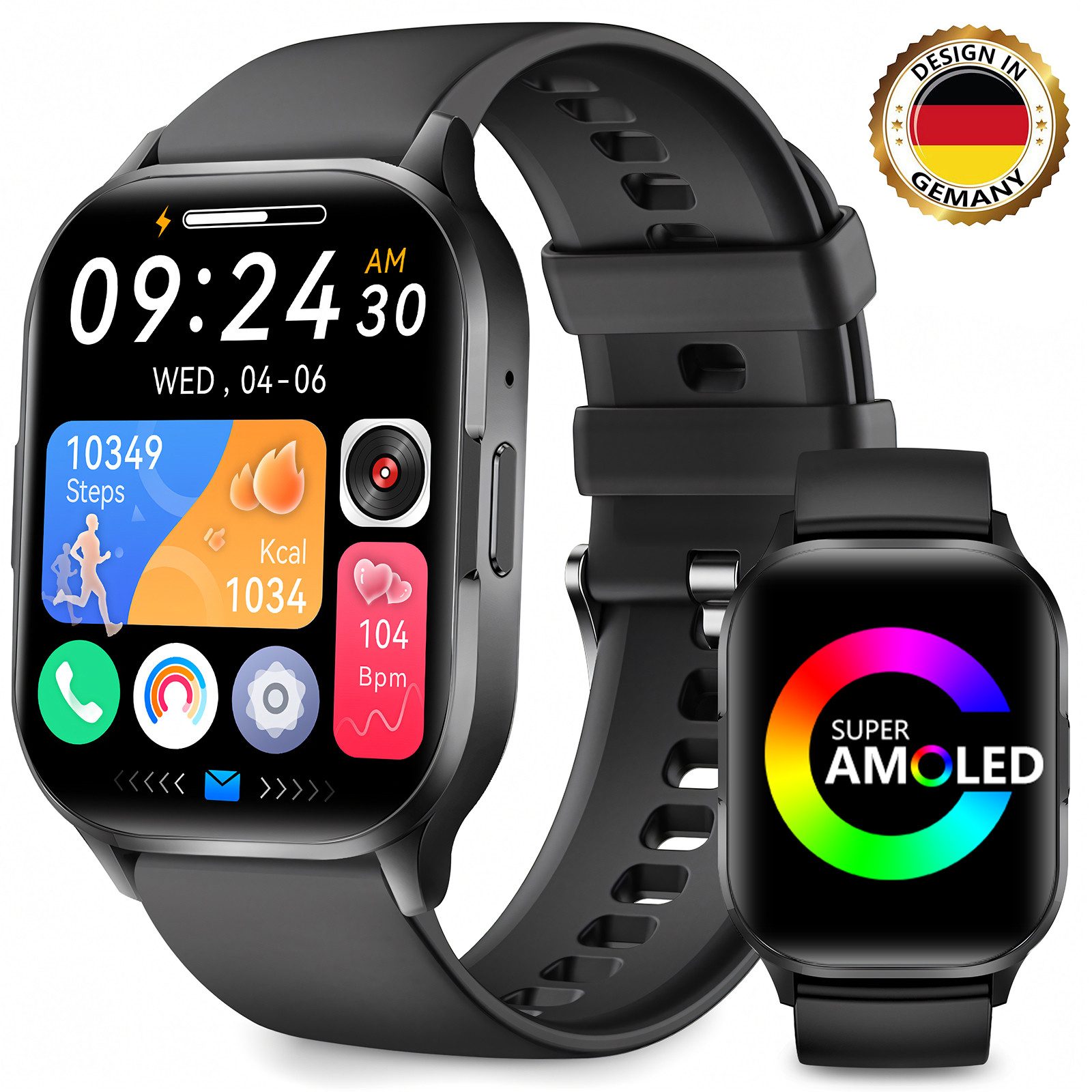 Yuede Smartwatch Damen Herren, Fitness Tracker mit AMOLED-Display Smartwatch (1.43 Zoll) Pulsuhr, Schlafmonitor Schrittzähler Uhr, IP67 Wasserdichte Sportuhr mit mehr als 100+ Sportmodi, für Android IOS