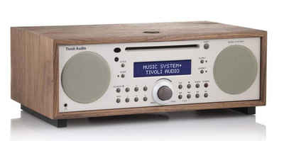 Tivoli Audio Music System+ Walnuss/beige Stereoanlage (Digitalradio (DAB),FM-Tuner, AM-Tuner, CD,Bluetooth,Fernbedienung,dimmbares Display mit Uhrzeit, Weckfunktion,2 Weckzeiten, AUX-IN, Holzgehäuse, integrierter Subwoofer)