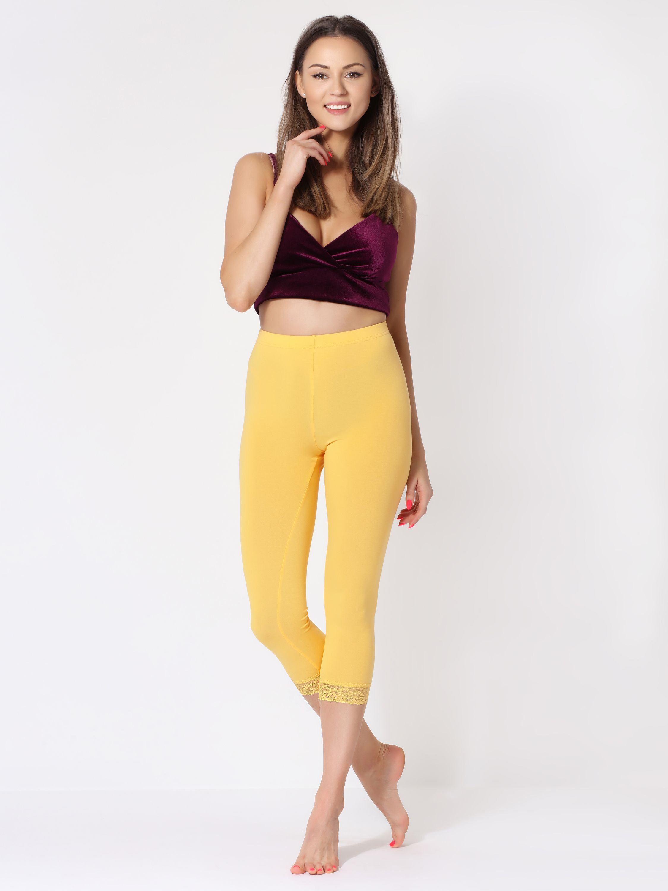 Merry Style Leggings Damen 3/4 Capri Hose MS10-290 (1-tlg) elastischer Bund