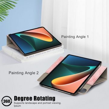 Wigento Tablet-Hülle Für Xiaomi Mi Pad 5 / 5 Pro 360 Grad + Halterung Tablet Hülle Grau
