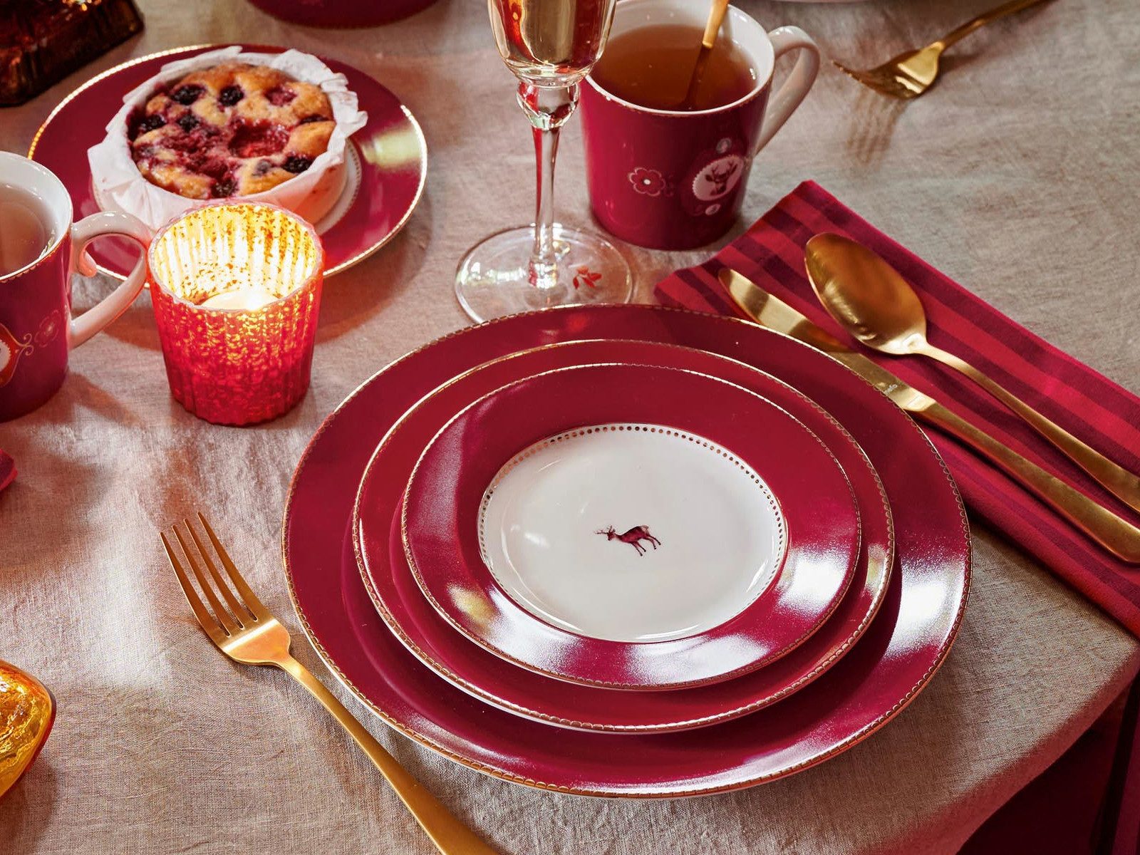 PiP Studio Teller Love Birds Teller dunkelrot 26,5cm