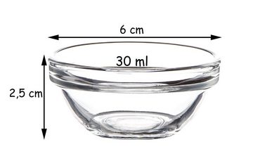 Luminarc Dipschale Glas Für Dip, Marmelade, Konfitüre Stapelbar Mini-Soßenschalen, Glas, (12-tlg)