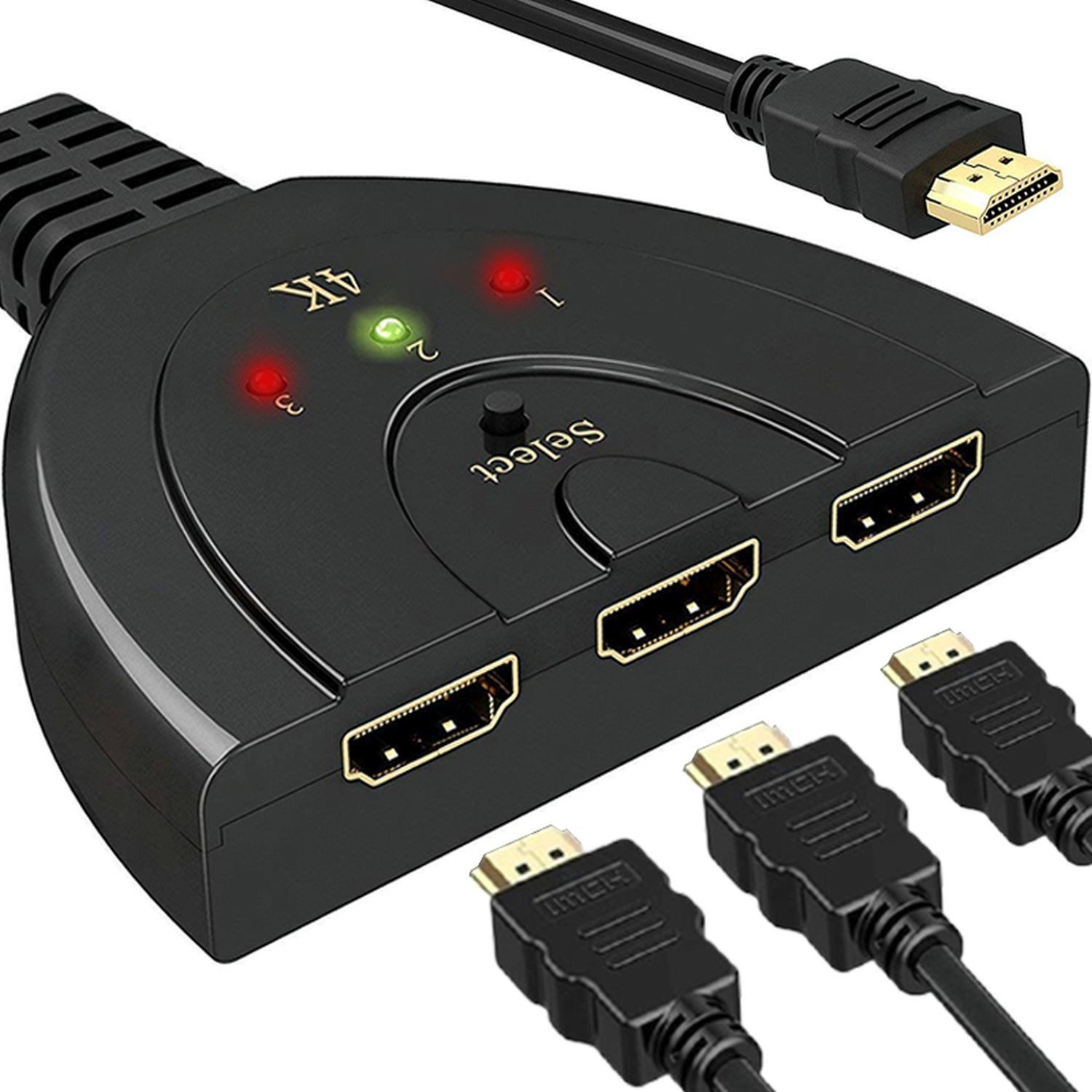 Retoo HDMI Splitter 3in1 HDMI Switch 1080P Kabel Umschalter 3 Port Verteiler Netzwerk-Switch (Kein Treiber erforderlich, Stromversorgung über den HDMI-Anschluss)