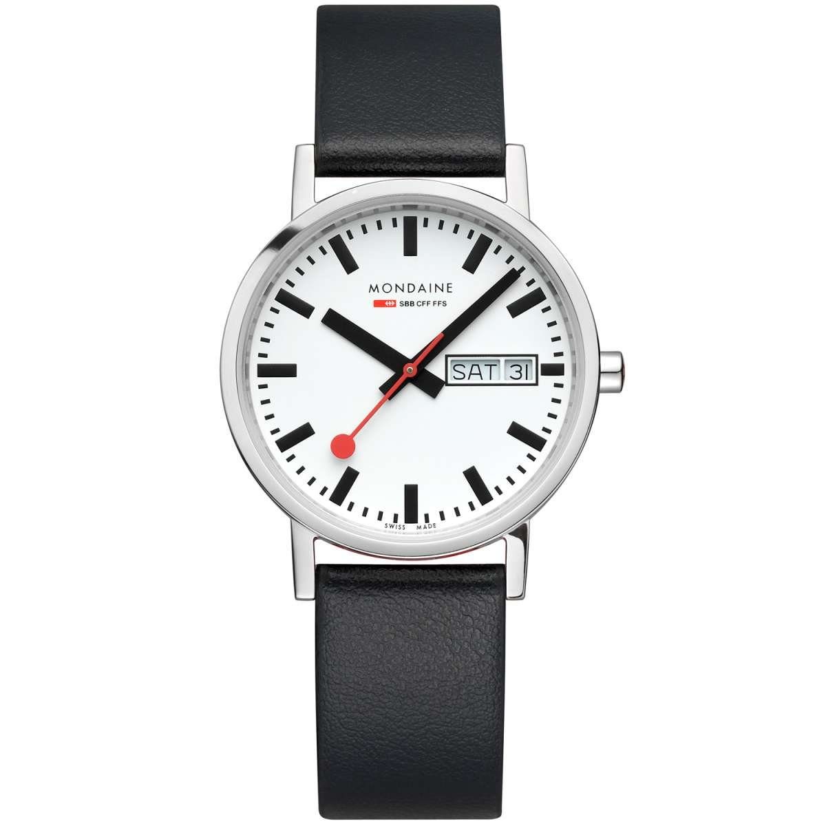 MONDAINE Quarzuhr Armbanduhr in Unisexgröße Classic Schwarz 36 mm