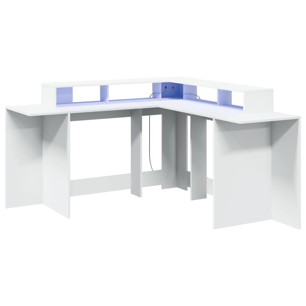 vidaXL Schreibtisch LED-Schreibtisch Weiß 152x152x91 cm günstig online kaufen