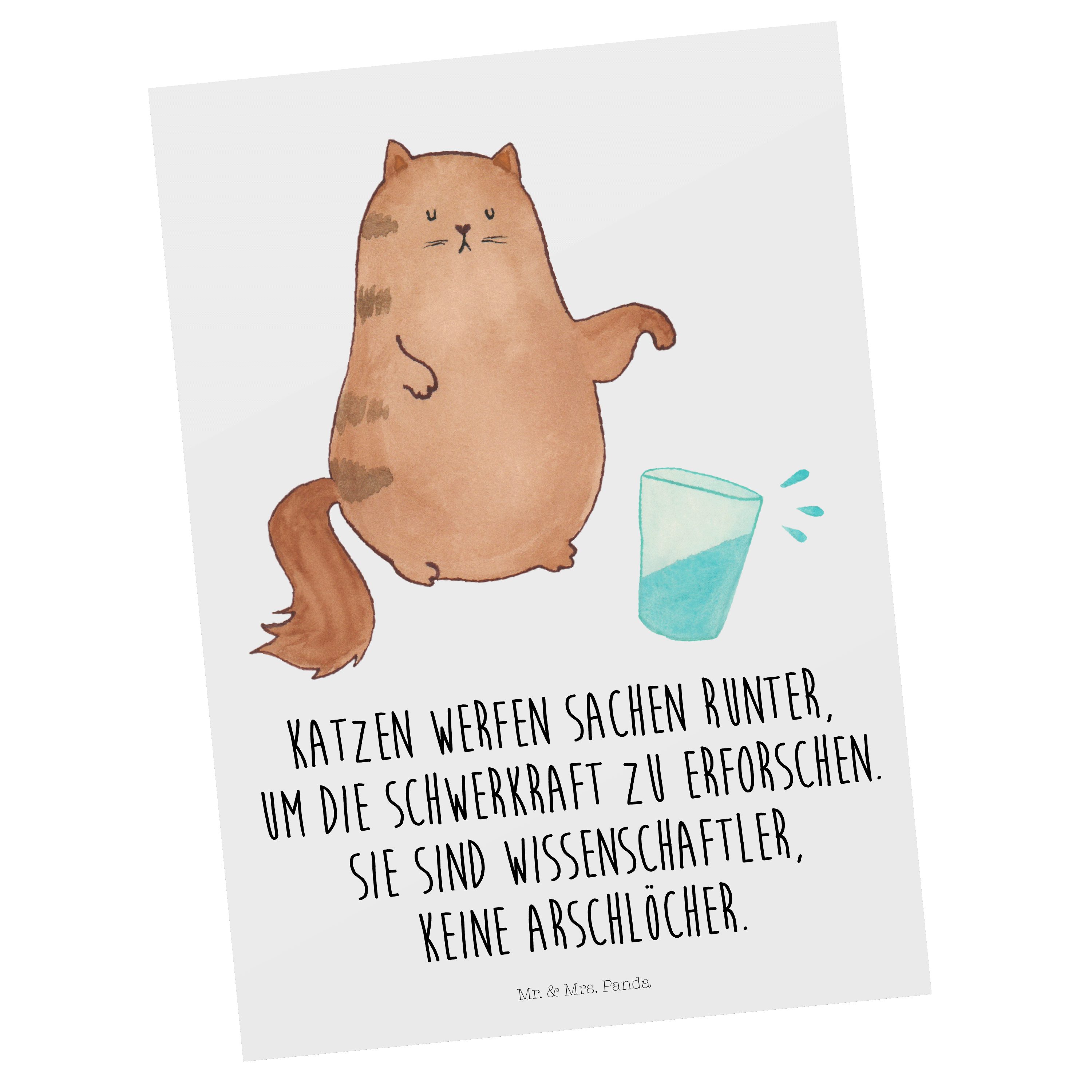 Mr. & Mrs. Panda Postkarte Katze Wasserglas - Weiß - Geschenk, Grußkarte, Karte, Geburtstagskar | Grußkarten