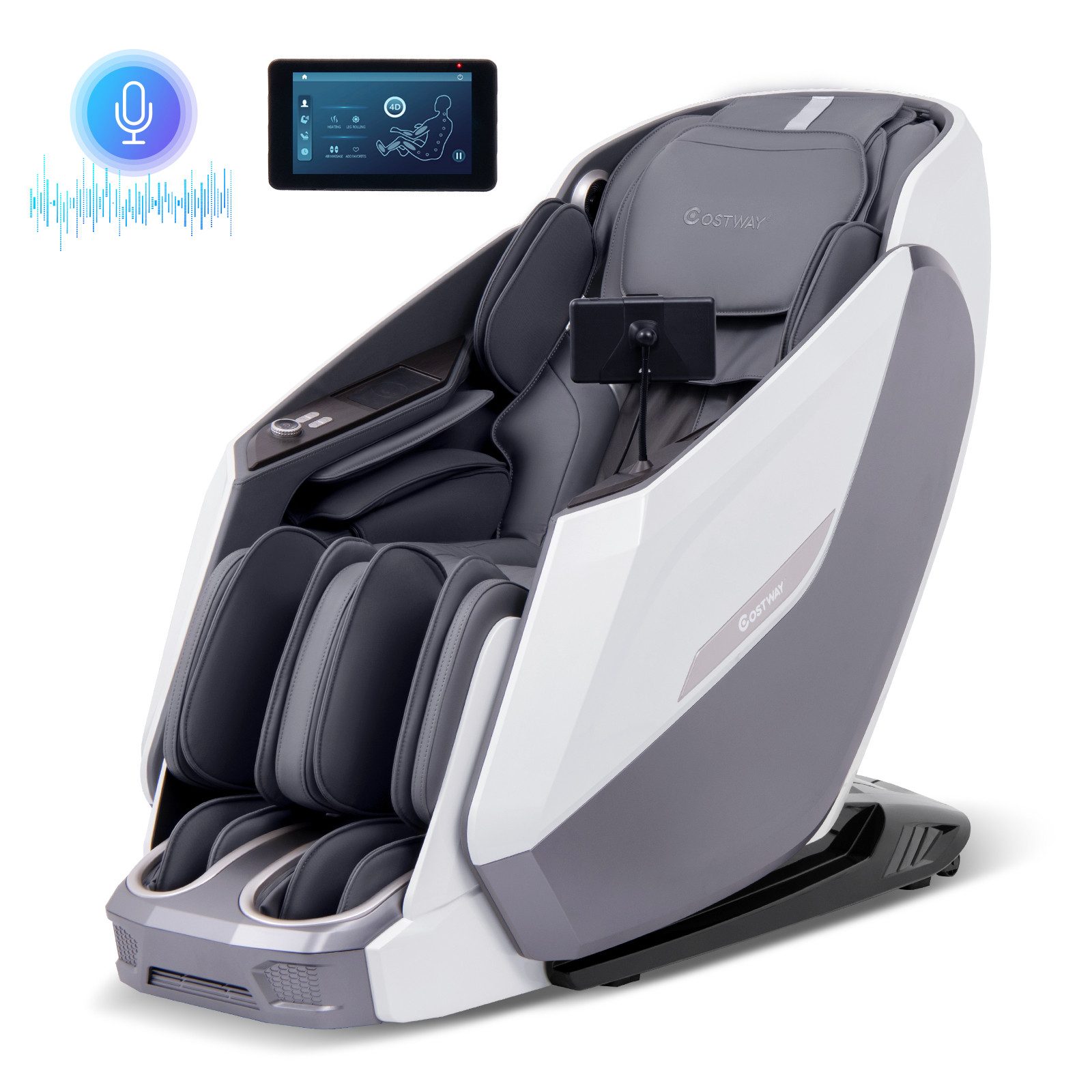 COSTWAY Massagesessel mit wärmefunktion und massage 4D elektrisch, SL-Track, Zero Gravity