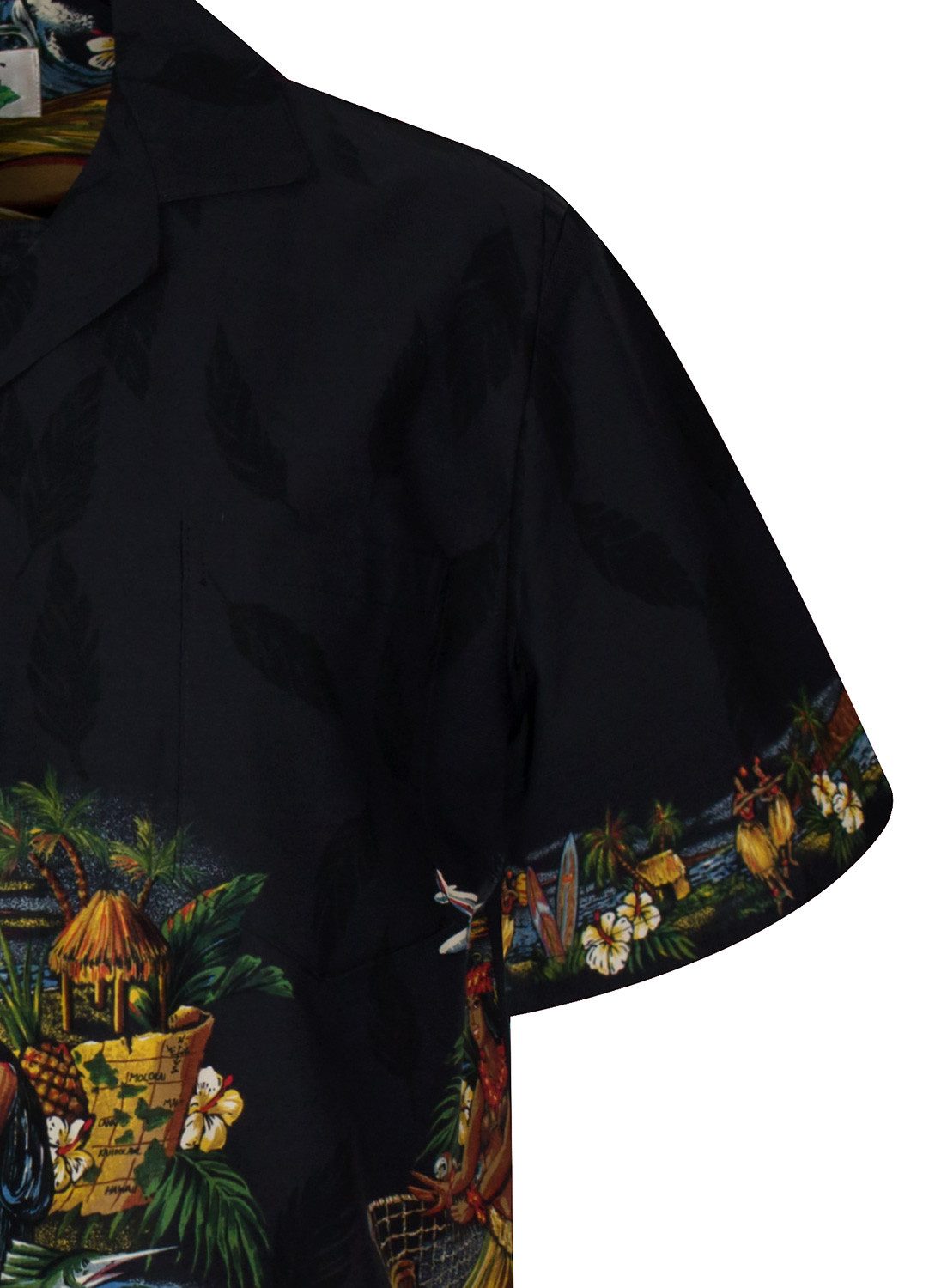 KY's Hawaiihemd "Hula" Herren Kurzarm Baumwolle Kokosknöpfe Original Hawaii