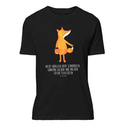 Mr. & Mrs. Panda T-Shirt »Fuchs Laterne - Schwarz - Geschenk, selbstbewusst, weiß, Sankt Martin, Shirt, Motiv, Cäsar Otto Hugo Flaischlen, Damen, Sprüche, Laternenumzug« (1-tlg)