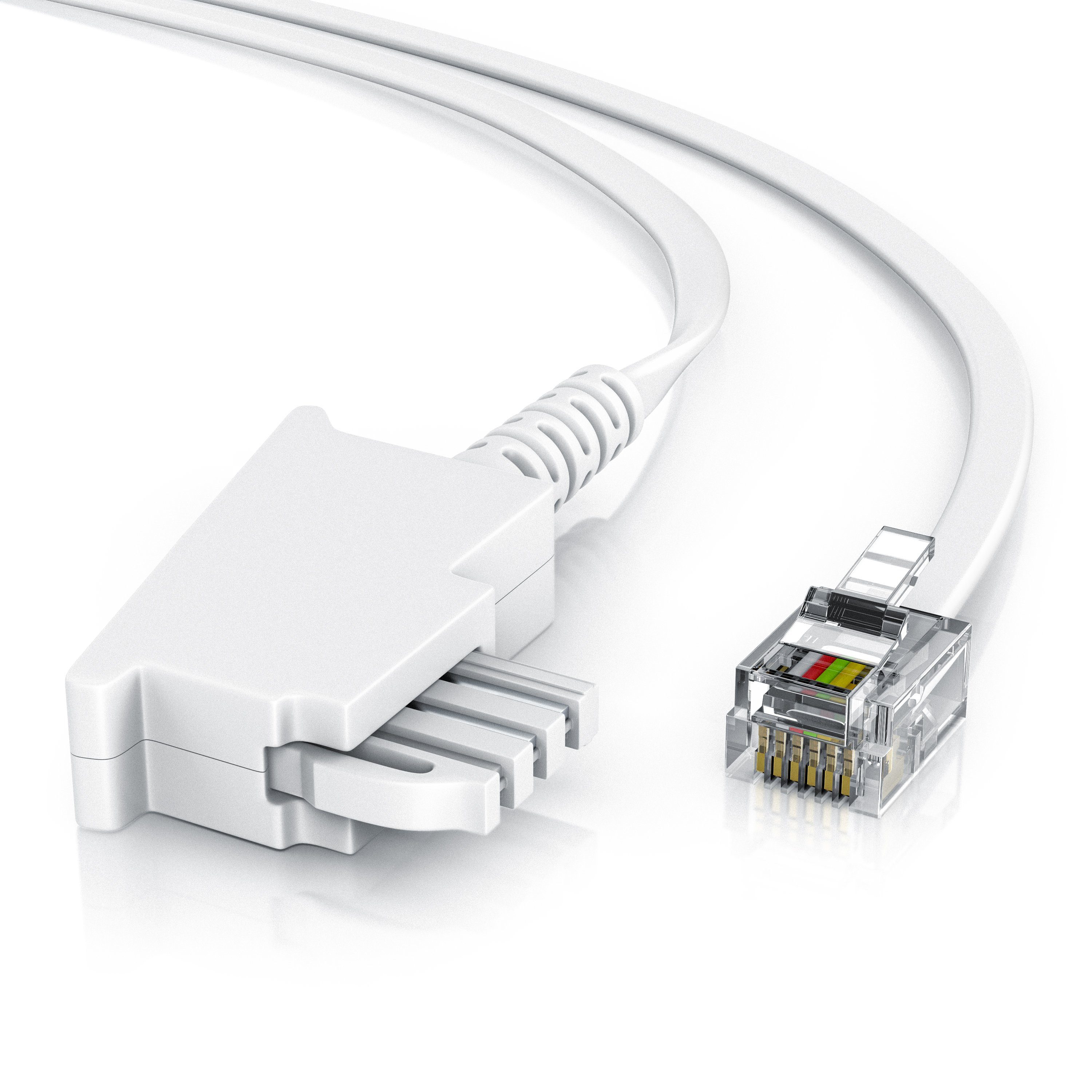 CSL Telefonkabel, TAE-F, RJ-11 (1000 cm), Flachkabel TAE-F Telefondose zu Telefon Fax Anrufbeantworter flach 10m