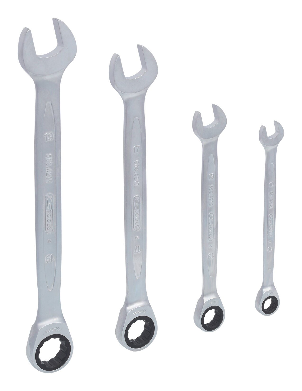 KS Tools Ratschenringschlüssel GEARplus (4 St), Ratschenringmaulschlüssel-Satz, 4-teilig 10-19 mm